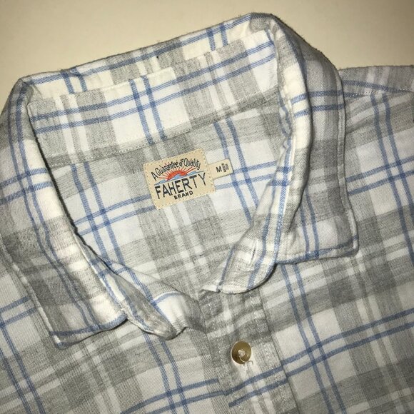 Men's Faherty Stretch Featherweight Flannel Long Sleeve Shirt-Size M (MWF2109) - Picture 9 of 13